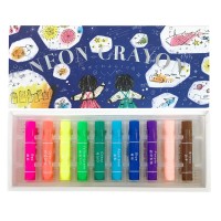 Kokuyo Fluorescent Crayon - 10 Colour Set